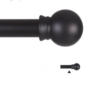 Black Curtain Rod with Round Finial 31”-46” (B14)
